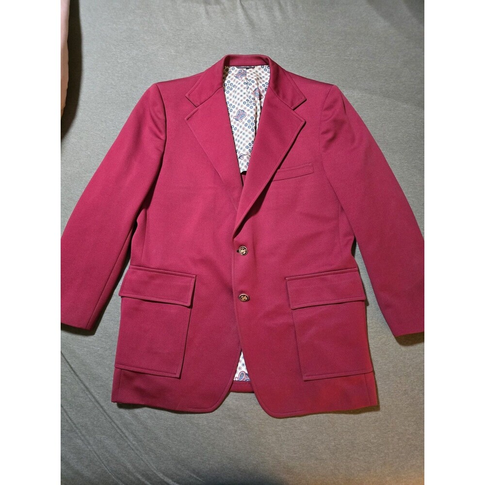 Vintage 70s Jcpenney Maroon Red Sport Coat Union Tag Men's 46L Blazer Jacket